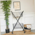 Industrial Metal 2-Tier Rolling Utility Cart – Vintage Black