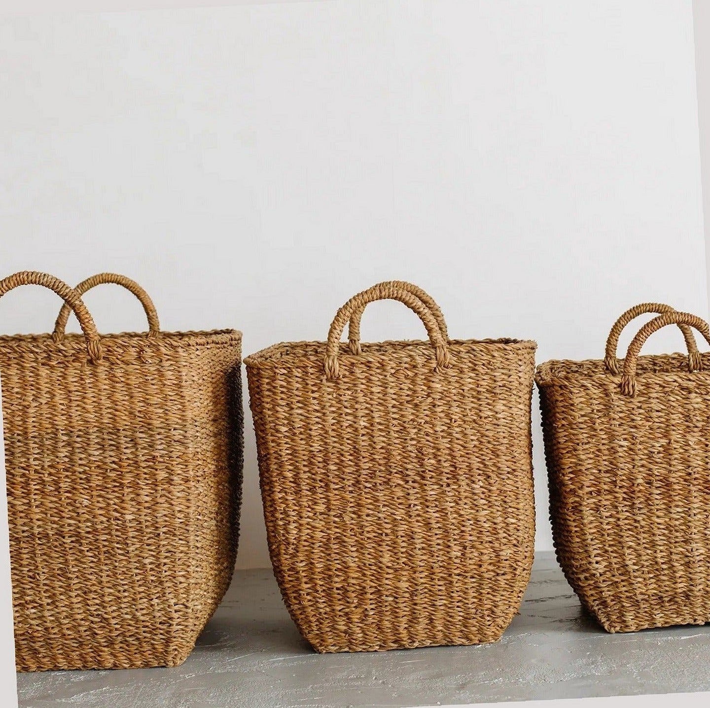Handwoven Natural Hogla Grass Square Laundry Basket