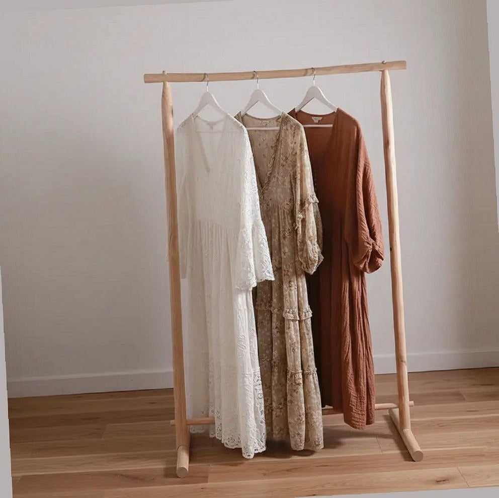 Handcrafted Natural Chestnut Standing Garment Rack