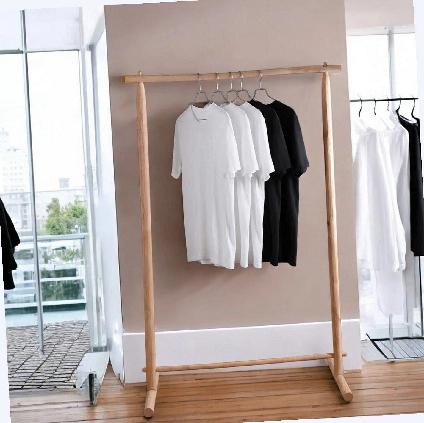 Handcrafted Natural Chestnut Standing Garment Rack