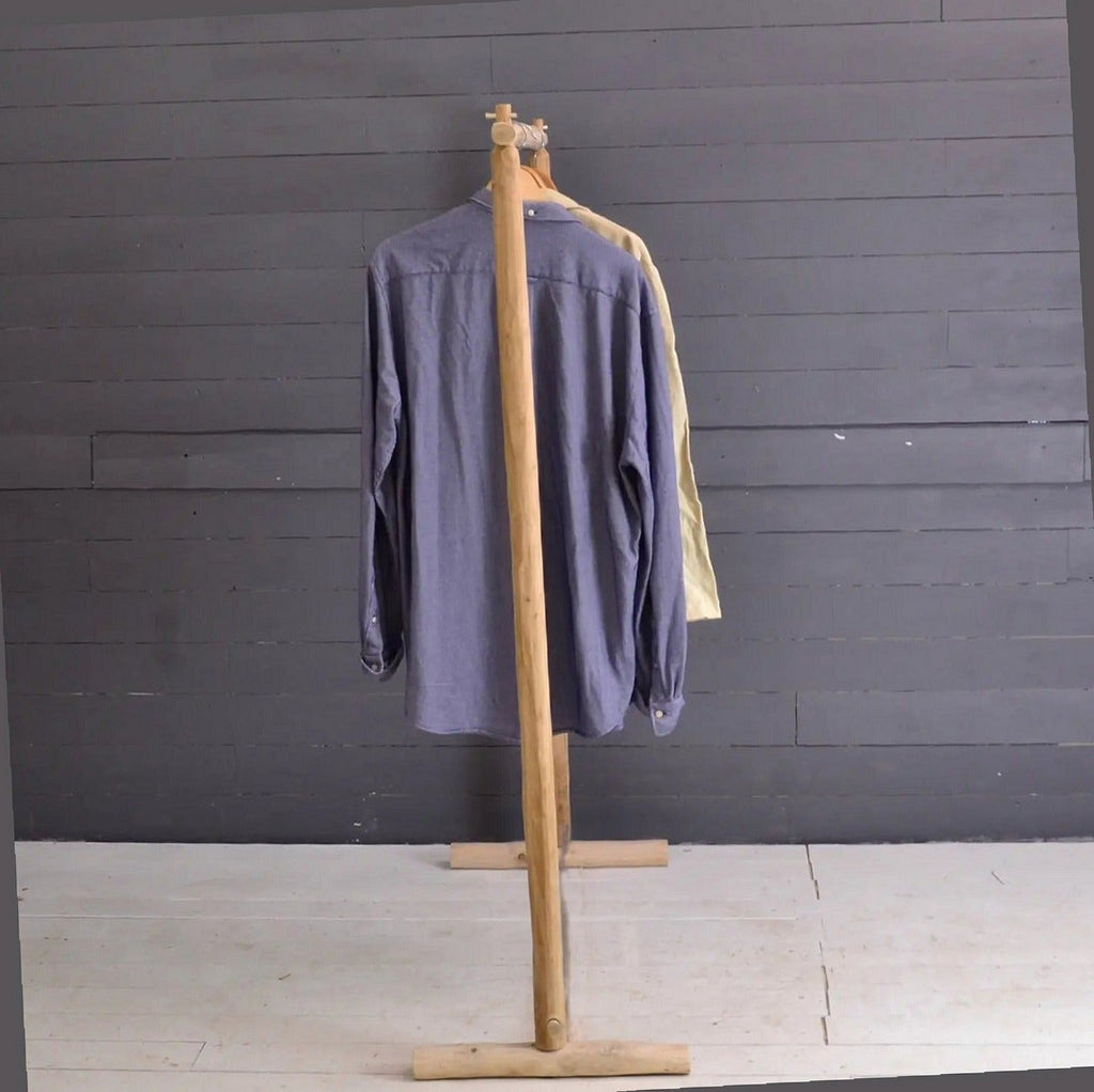 Handcrafted Natural Chestnut Standing Garment Rack