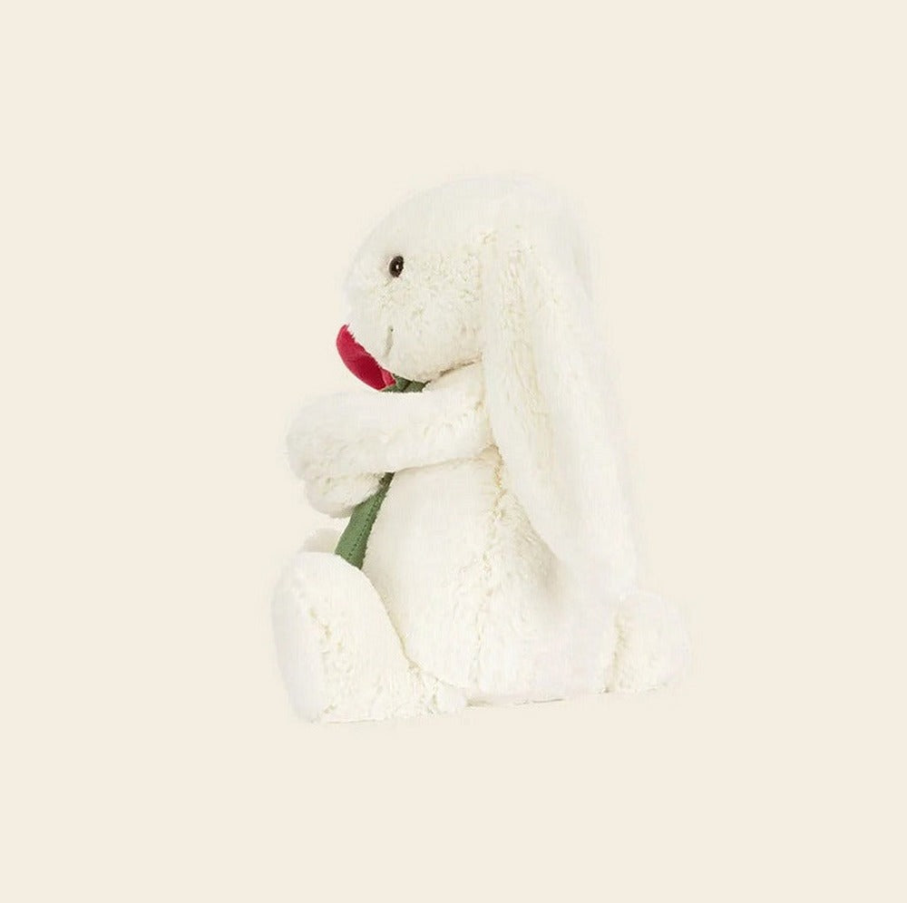 Cream Bunny with Rose