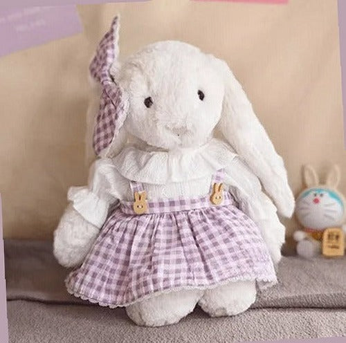 Lavender Check Skirt Set – Gingham & Wooden Button Look (for Bashful Bunny Medium)